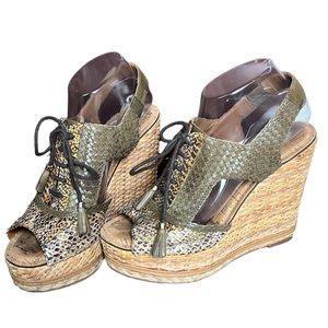 Sam Edelman Tinley Croc Leather Platform Wedges